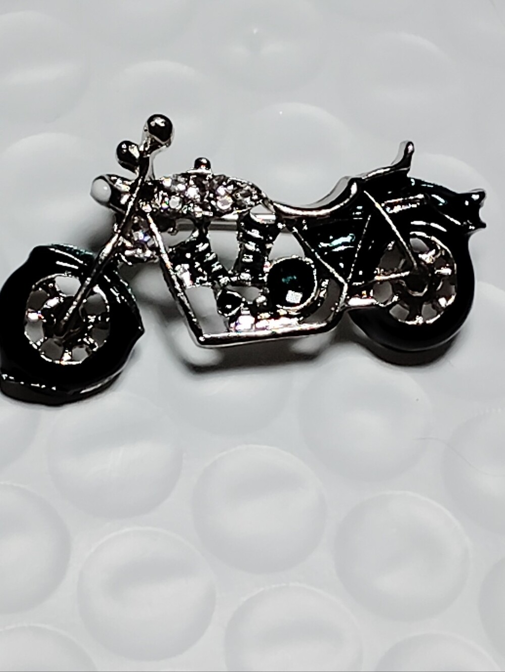 Men's Motorcycle Cufflink in Black and Silver -